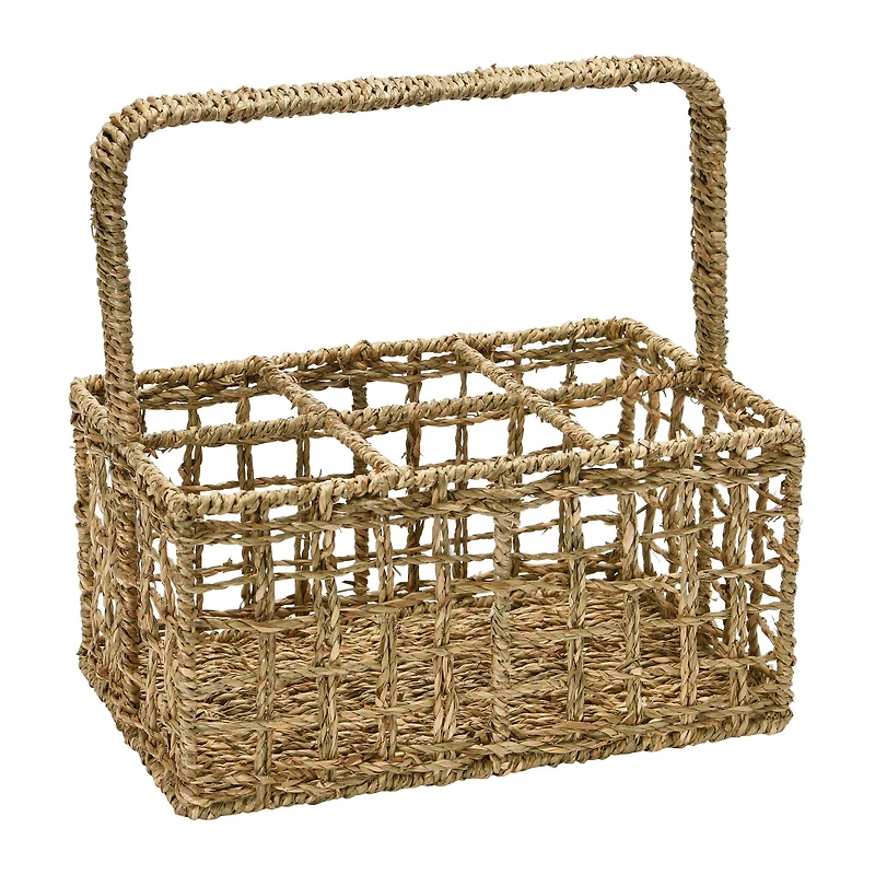 Hello Honey® Natural Handwoven Seagrass 6 Section Caddy with Handle