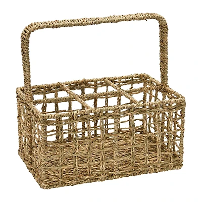 Hello Honey® Natural Handwoven Seagrass 6 Section Caddy with Handle