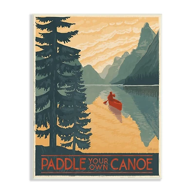 Stupell Industries Paddle Your Own Canoe Phrase Mountain Lake Adventure Wall Plaque