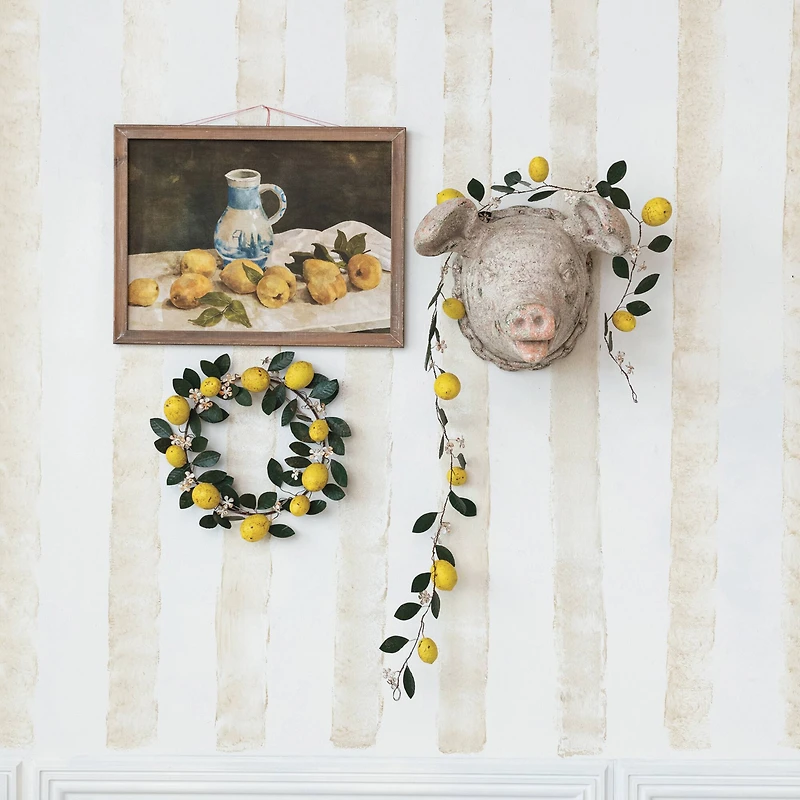 Hello Honey® 16" Hand-Painted Lemon & Leaves Metal Wreath