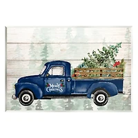 Stupell Industries Merry Christmas Blue Holiday Truck Wall Plaque Art