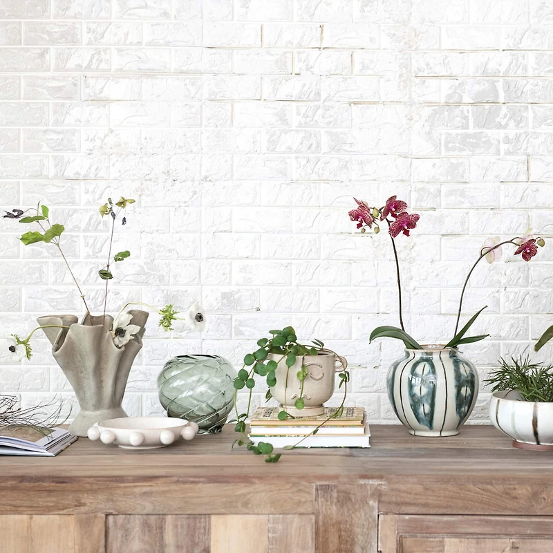 Hello Honey® 7.75" Green Round Twisted Glass Vase