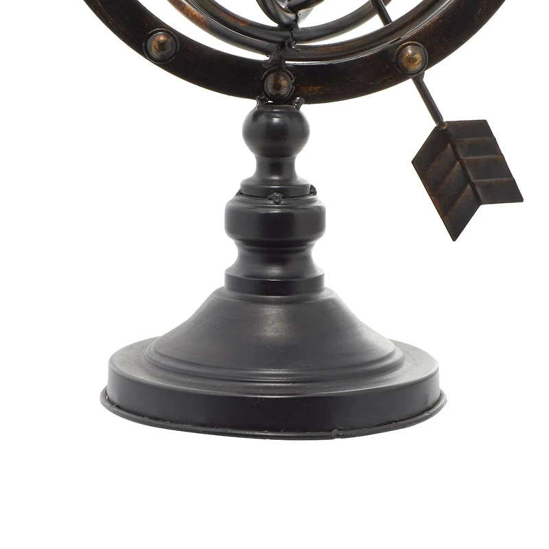 17" Brown Metal Industrial Armillary Sphere Sculpture