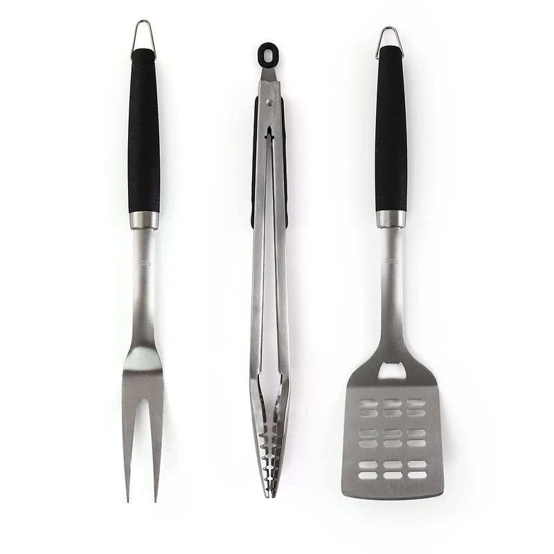 Gibson Home® Silver & Black Sawyer 3 Piece Stainless Steel BBQ Tool Set