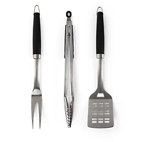 Gibson Home® Silver & Black Sawyer 3 Piece Stainless Steel BBQ Tool Set