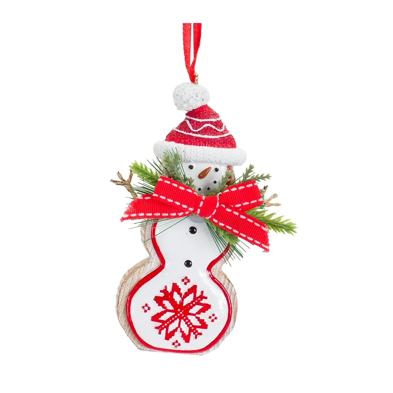 6 Pack Red & White Christmas Icon Ornaments