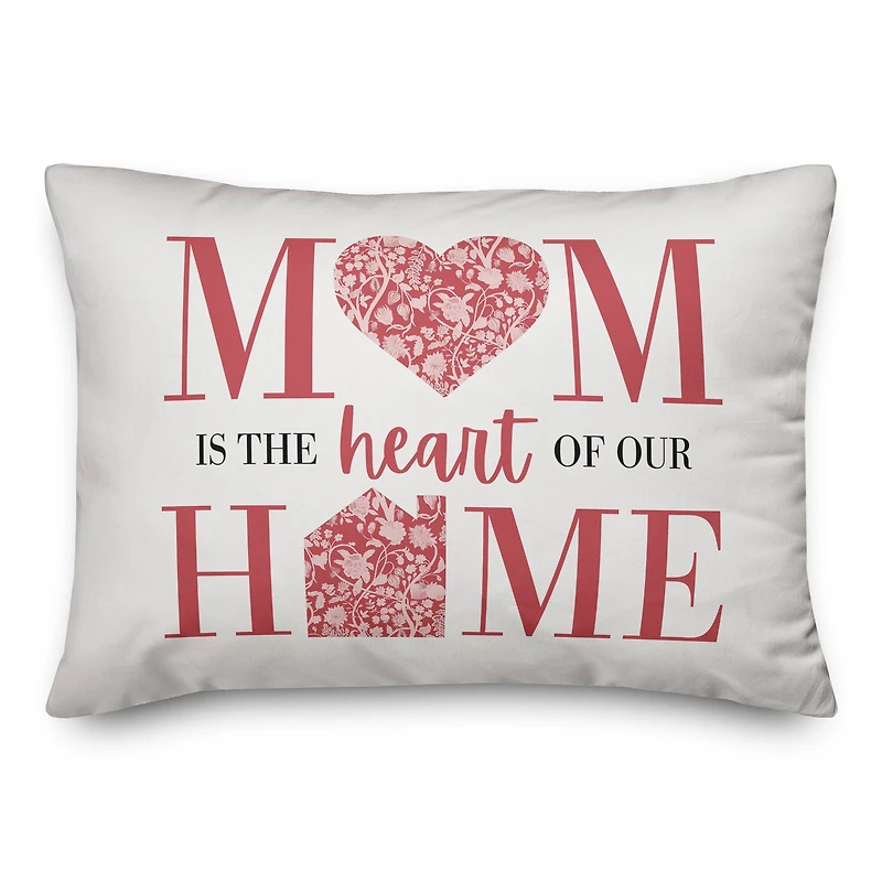 Mom is the Heart of our Home Lumbar Throw Pillow