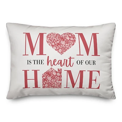 Mom is the Heart of our Home Lumbar Throw Pillow