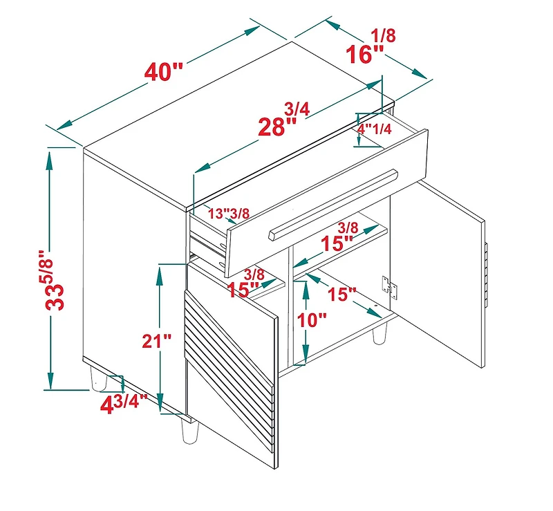 Walker Edison 32" Caramel Chevron Wood Detail Accent Cabinet
