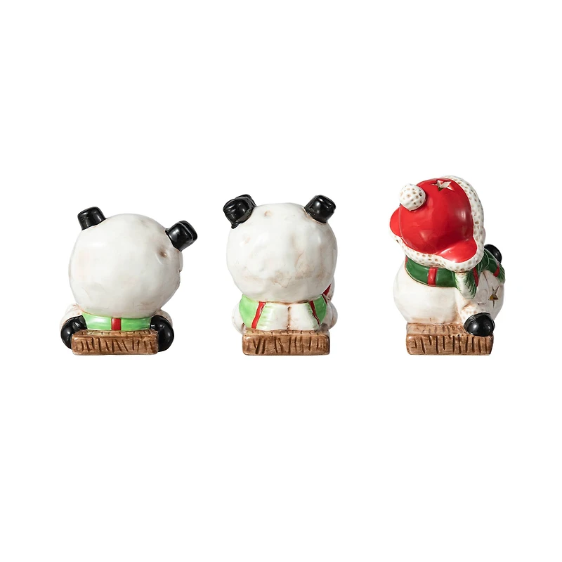 Glitzhome® Lighted Ceramic Snowman Table Décor Set