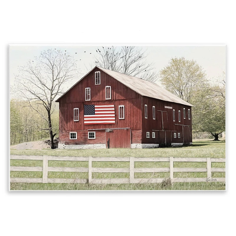 Stupell Industries Patriotic Barn Flag Wall Plaque Art