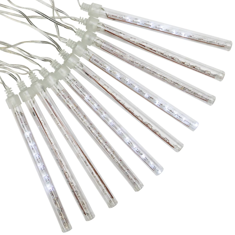 10ct. White Transparent Dripping Icicle Snowfall Christmas Light Tubes with Clear Wire