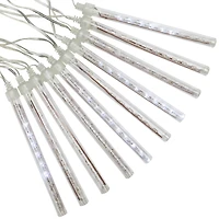 10ct. White Transparent Dripping Icicle Snowfall Christmas Light Tubes with Clear Wire