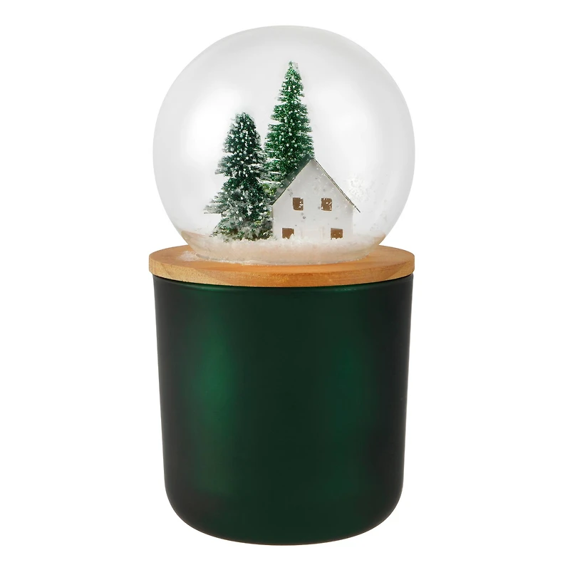 Green Snow Globe Lid Scented Pillar Candle by Ashland®
