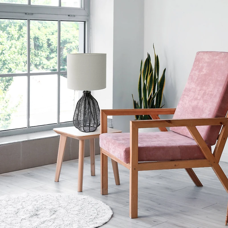 Lalia Home 21" Rattan Paper Rope Table Lamp with Shade