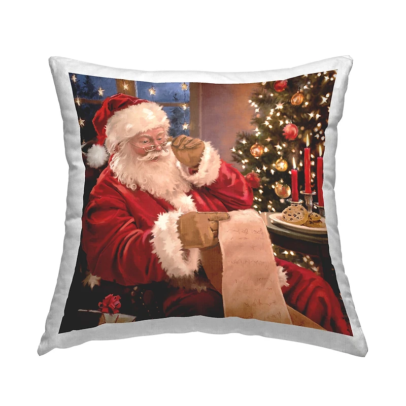 Stupell Industries Santa Claus Checking Naughty Nice List Throw Pillow