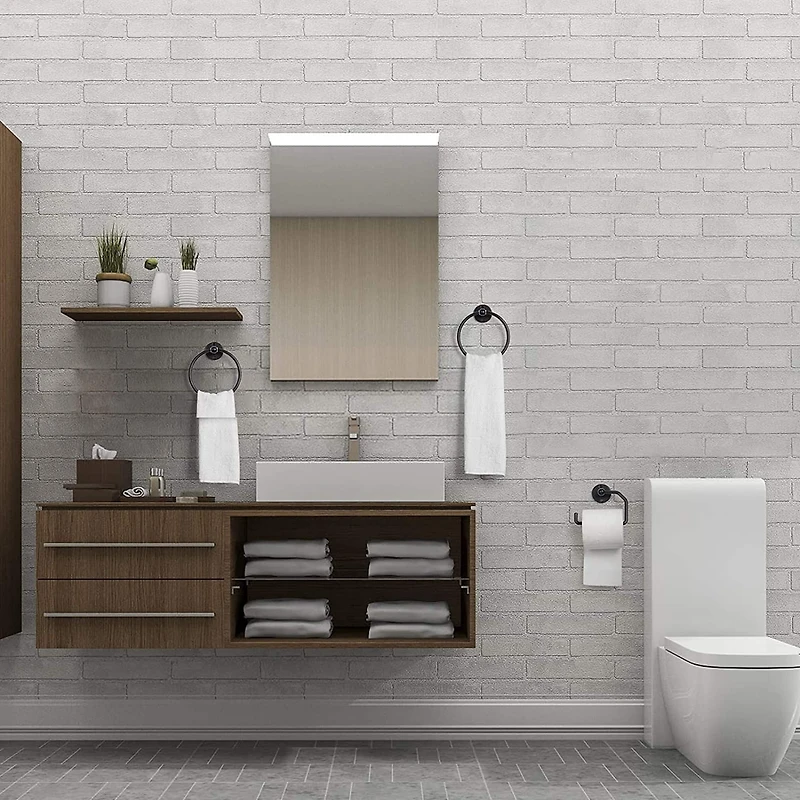 Stainless Steel Towel Rings & Toilet Paper Holder Set