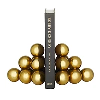 The Novogratz 5" Gold Stainless Steel Stacked Orb Bookends Set