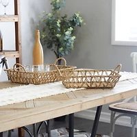 The Novogratz Brown Metal Handmade Storage Basket with Handles Set of 2 19", 17"