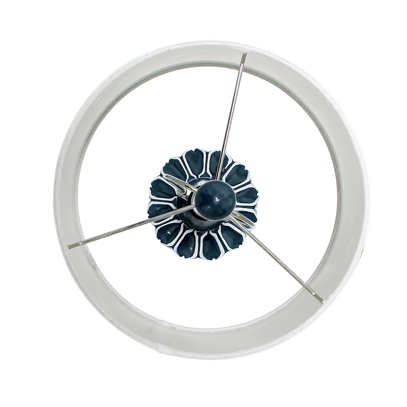 Lalia Home 22" Blue Moroccan Table Lamp with Fabric White Shade