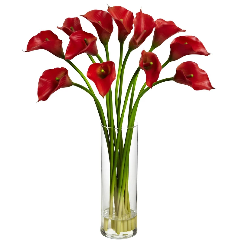 20" Mini Calla Lily Arrangement in Tall Vase