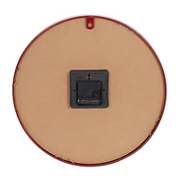 Farmhouse Round Red Metal and Wood Kensington Station Wall Clock, 14" x 14" x 2.60"