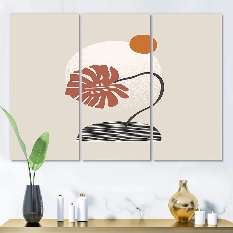 Designart - Tropical Palm Leaf & Abstract Geometry Shapes III