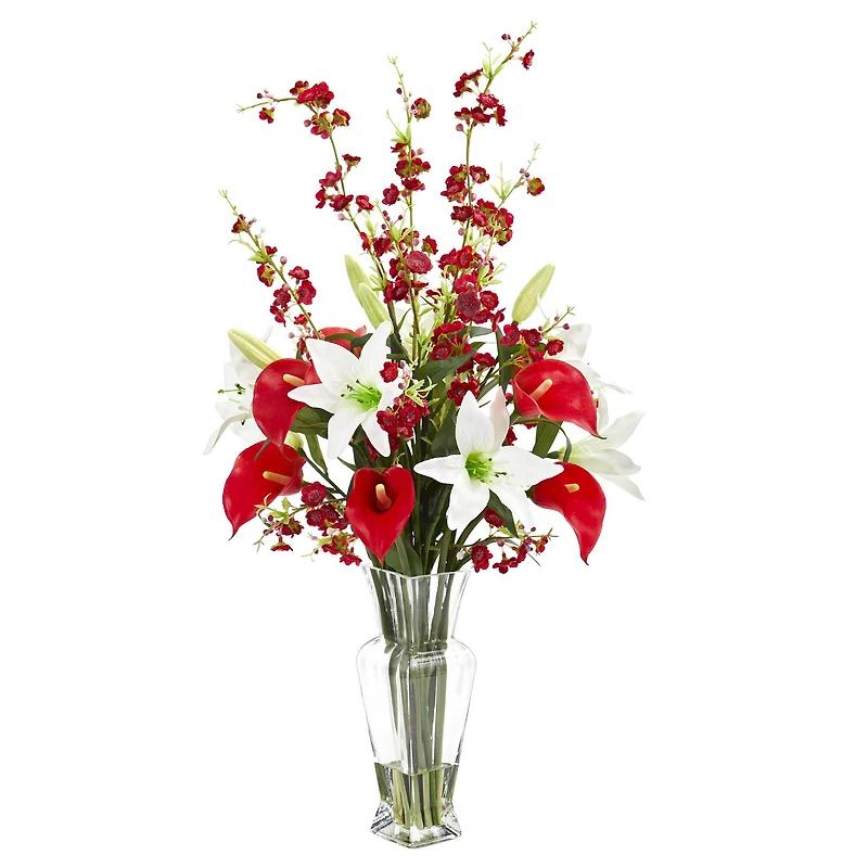 2.5ft. Red Calla Lily & Cherry Blossom Arrangement in Vase