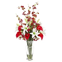 2.5ft. Red Calla Lily & Cherry Blossom Arrangement in Vase