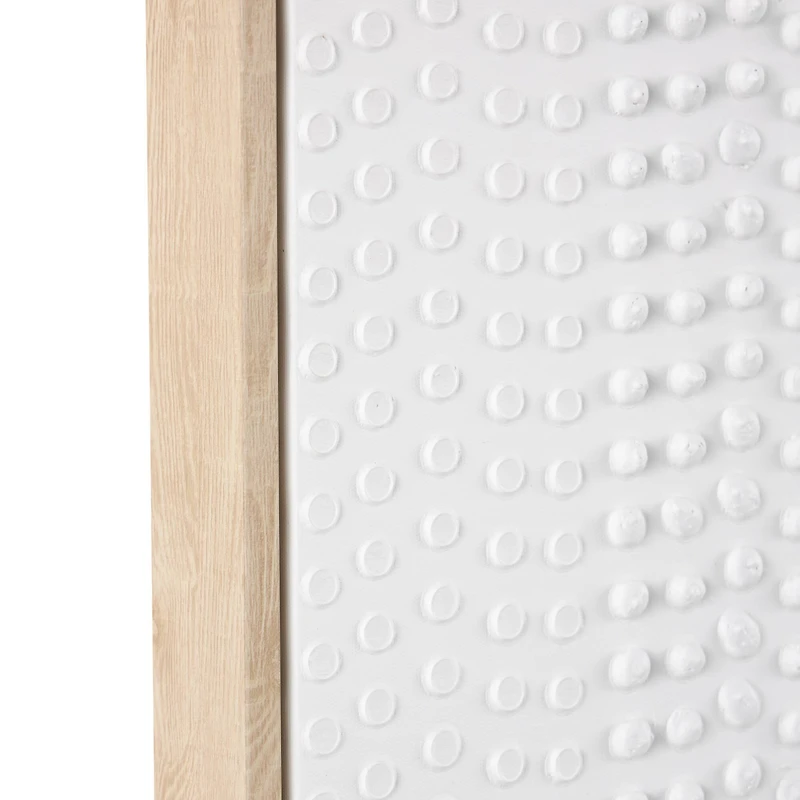 White wooden abstract dimensional dot home wall décor with brown wooden frame