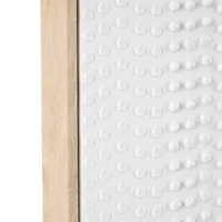 White wooden abstract dimensional dot home wall décor with brown wooden frame