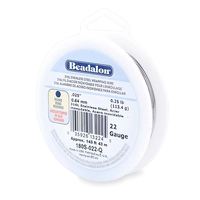 Beadalon® 22 Gauge Round 316L Stainless Steel Wrapping Wire