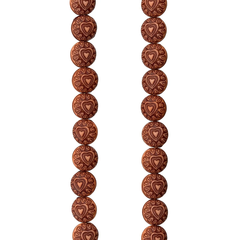 12 Packs: 32 ct. (384 total)  Amber Heart Design Resin Round Beads, 10mm by Bead Landing™