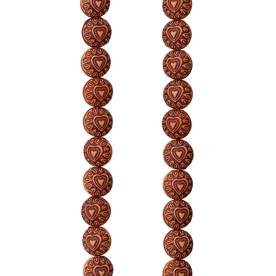 12 Packs: 32 ct. (384 total)  Amber Heart Design Resin Round Beads, 10mm by Bead Landing™