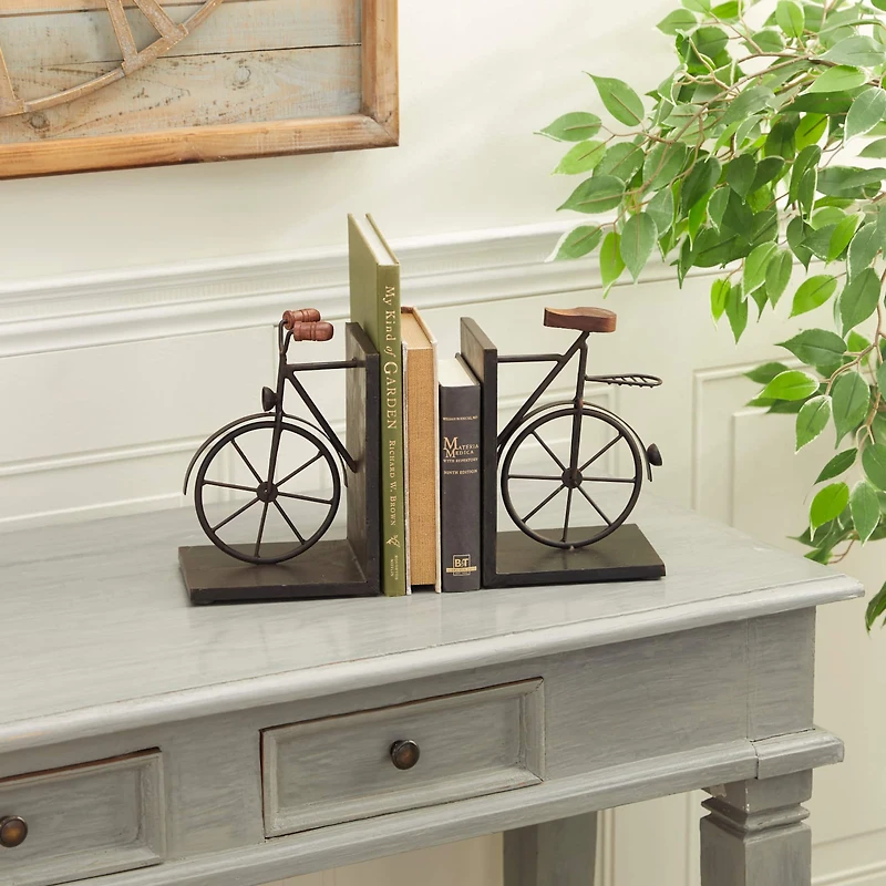 9" Contemporary Bicycle Iron Bookend Set