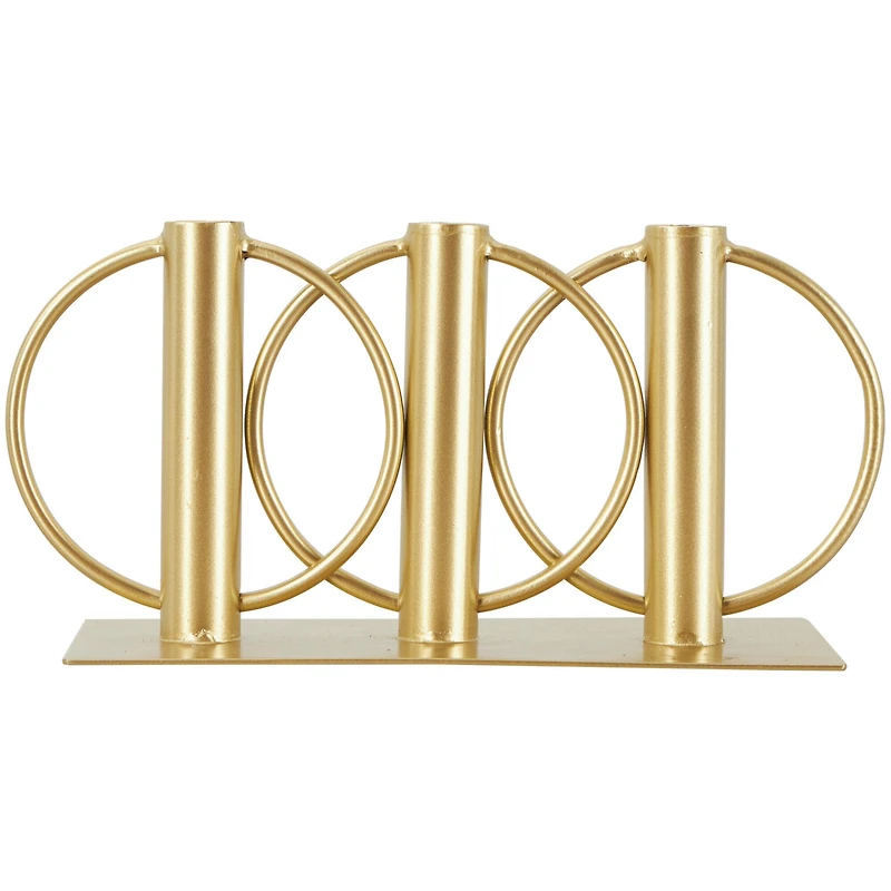 11" Gold Metal Overlapping Circular Ring Candelabra