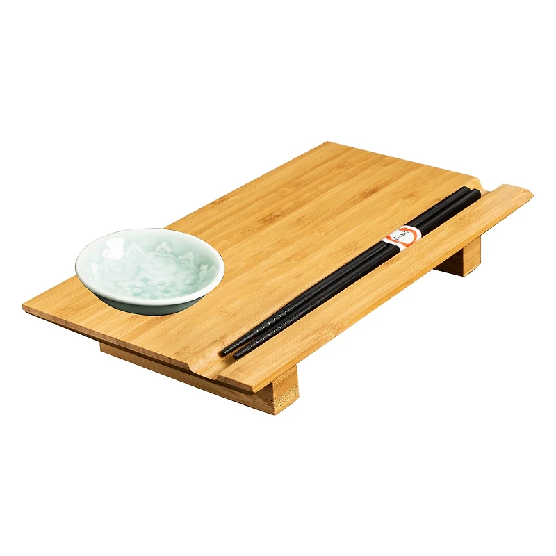 Honey Can Do Joyce Chen Burnished Bamboo Sushi Board Set