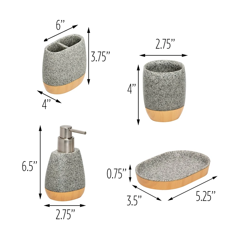 Honey Can Do Gray Speckled Bath Accessory Set
