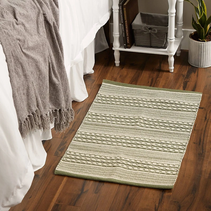 DII® Artichoke Green Dobby Stripe Hand-Loomed Rug, 2ft. x 3ft.