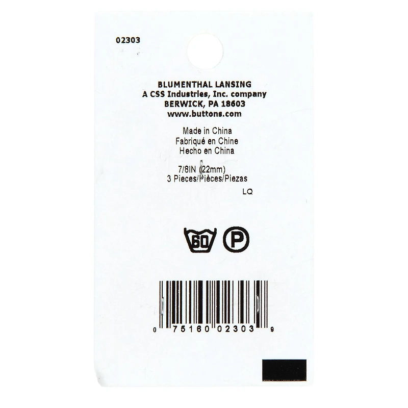 LaMode 7/8" Gray 4-Hole Buttons, 3ct.
