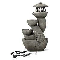 Glitzhome® 32" 4-Tier LED Pagoda Outdoor Fountain