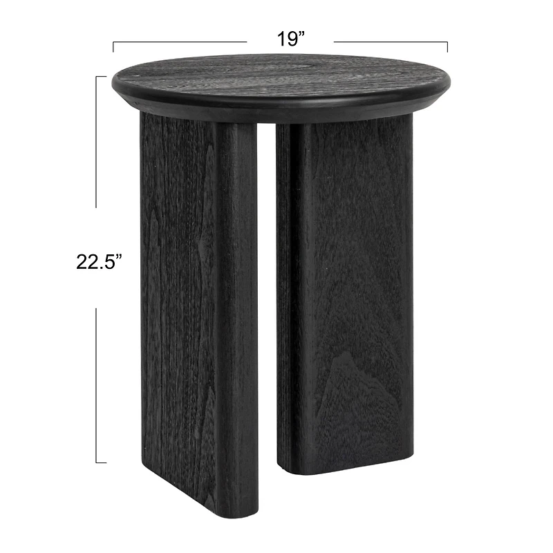 Hello Honey® Black Asymmetrical Fir Wood Round End Table