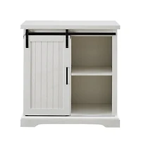 Walker Edison 32" Brushed White Sliding Grooved Door Accent Console