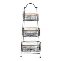 Hello Honey® 3.5ft. Metal & Rattan 3-Tier Stand with Removable Baskets