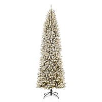 9ft. Pre-Lit Flocked Fir Artificial Christmas Tree, Warm White LED Lights