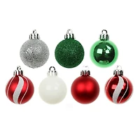 7 Pack 1.5" Red, Green, White & Silver Swirl Shatterproof Ball Ornaments by Ashland®