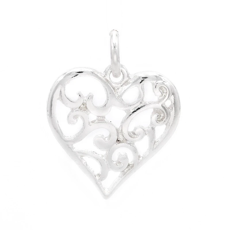 Silver Plated Heart Scroll Charm by Bead Landing™
