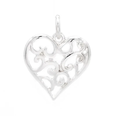 Silver Plated Heart Scroll Charm by Bead Landing™