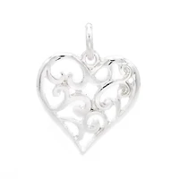 Silver Plated Heart Scroll Charm by Bead Landing™