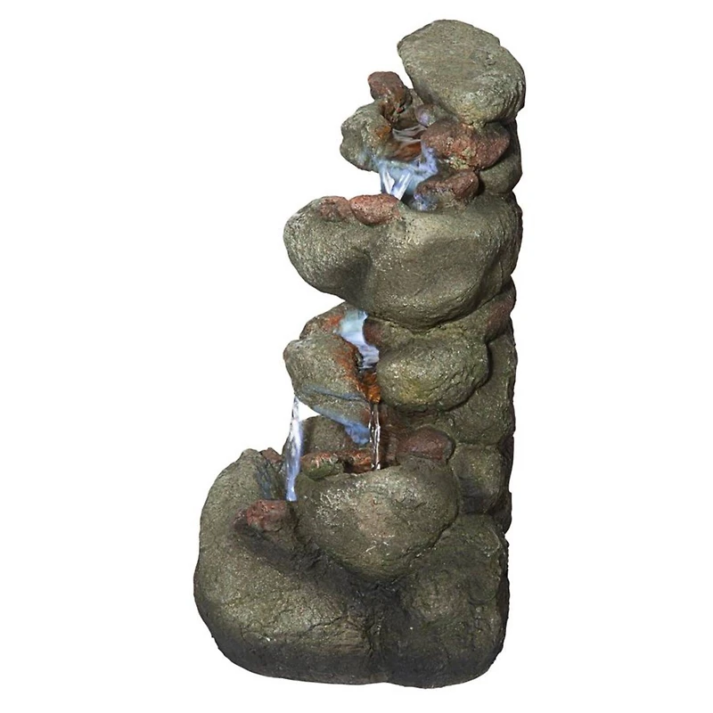 Design Toscano Rocky Range Pass Cascading Waterfall Illuminated Tabletop Fountain